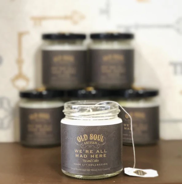 We're All Mad Here Soy Candle (tea and almond cake) - Image 4